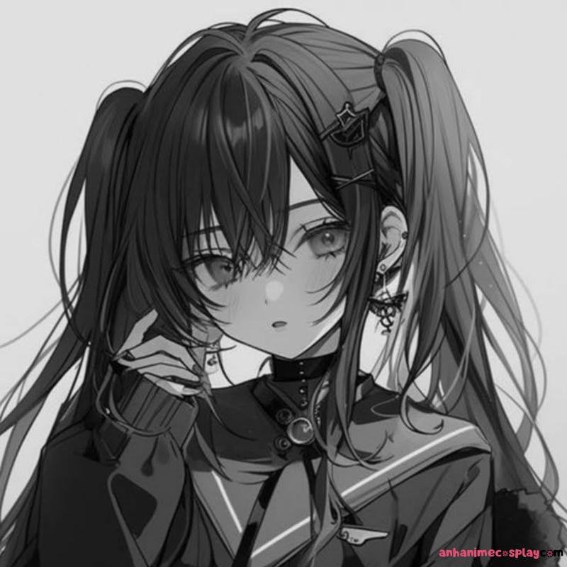 ảnh anime nữ trắng đen avatar